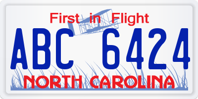 NC license plate ABC6424