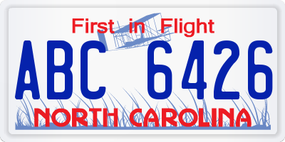 NC license plate ABC6426