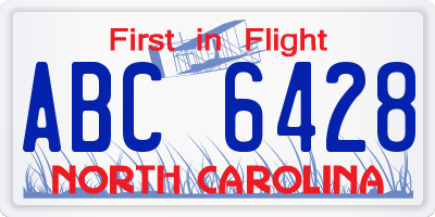 NC license plate ABC6428