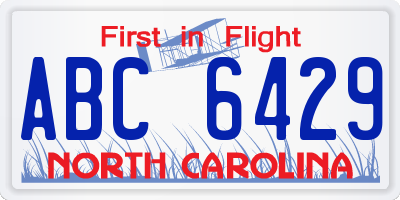 NC license plate ABC6429