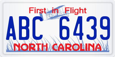 NC license plate ABC6439