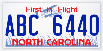 NC license plate ABC6440