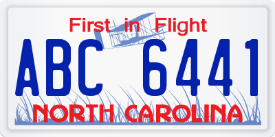 NC license plate ABC6441