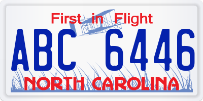 NC license plate ABC6446