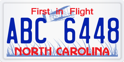 NC license plate ABC6448