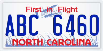 NC license plate ABC6460