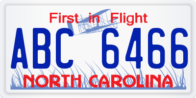 NC license plate ABC6466