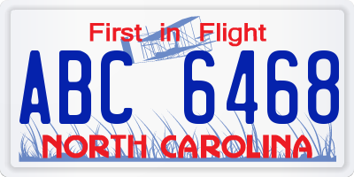 NC license plate ABC6468