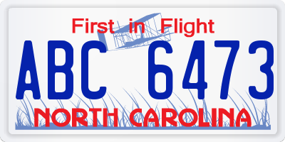 NC license plate ABC6473