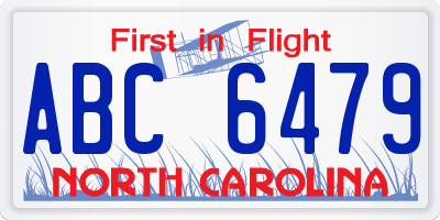NC license plate ABC6479