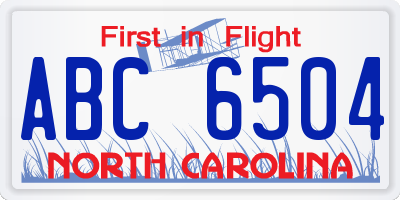 NC license plate ABC6504