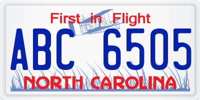 NC license plate ABC6505