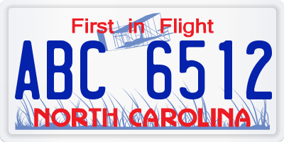NC license plate ABC6512