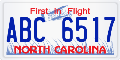 NC license plate ABC6517