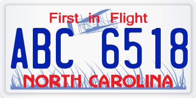 NC license plate ABC6518