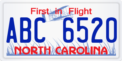 NC license plate ABC6520