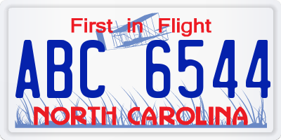NC license plate ABC6544