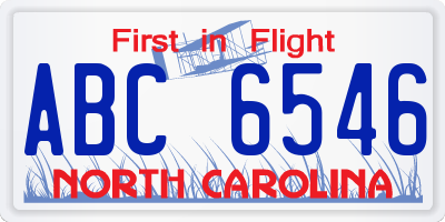 NC license plate ABC6546