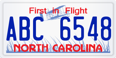 NC license plate ABC6548