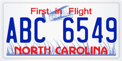NC license plate ABC6549