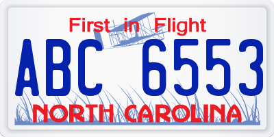 NC license plate ABC6553