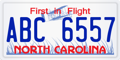 NC license plate ABC6557