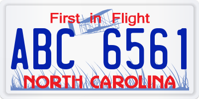 NC license plate ABC6561
