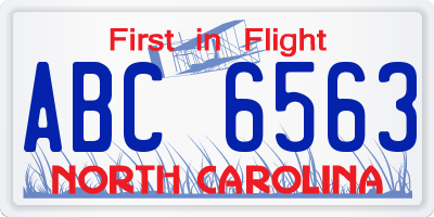 NC license plate ABC6563