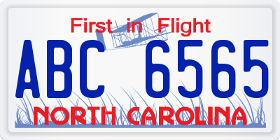 NC license plate ABC6565