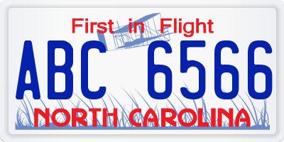 NC license plate ABC6566