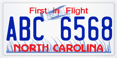 NC license plate ABC6568