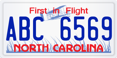 NC license plate ABC6569