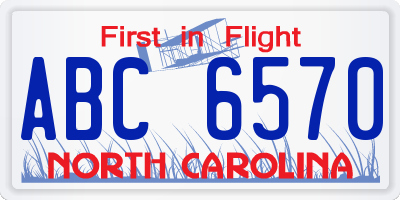 NC license plate ABC6570