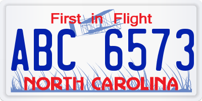 NC license plate ABC6573