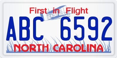 NC license plate ABC6592