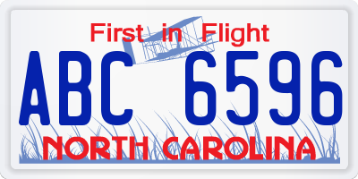 NC license plate ABC6596