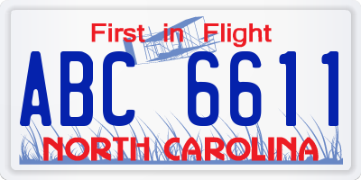 NC license plate ABC6611
