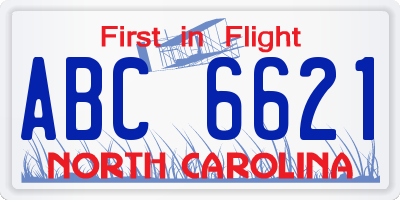 NC license plate ABC6621