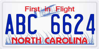 NC license plate ABC6624