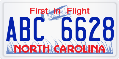 NC license plate ABC6628