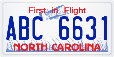NC license plate ABC6631