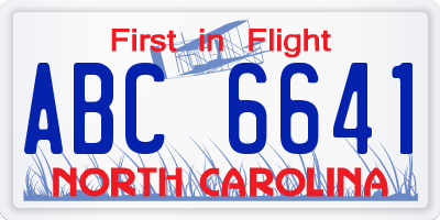 NC license plate ABC6641
