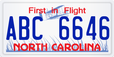 NC license plate ABC6646