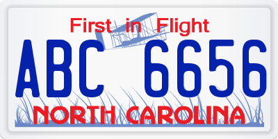 NC license plate ABC6656