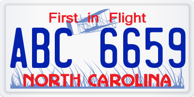 NC license plate ABC6659