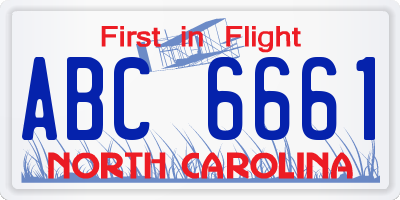 NC license plate ABC6661