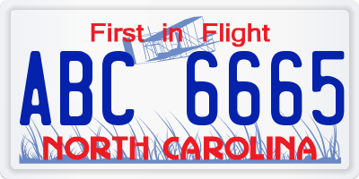 NC license plate ABC6665