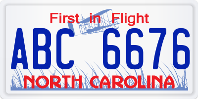 NC license plate ABC6676