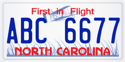 NC license plate ABC6677