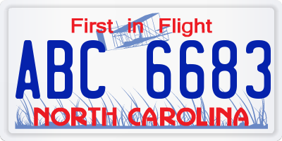 NC license plate ABC6683